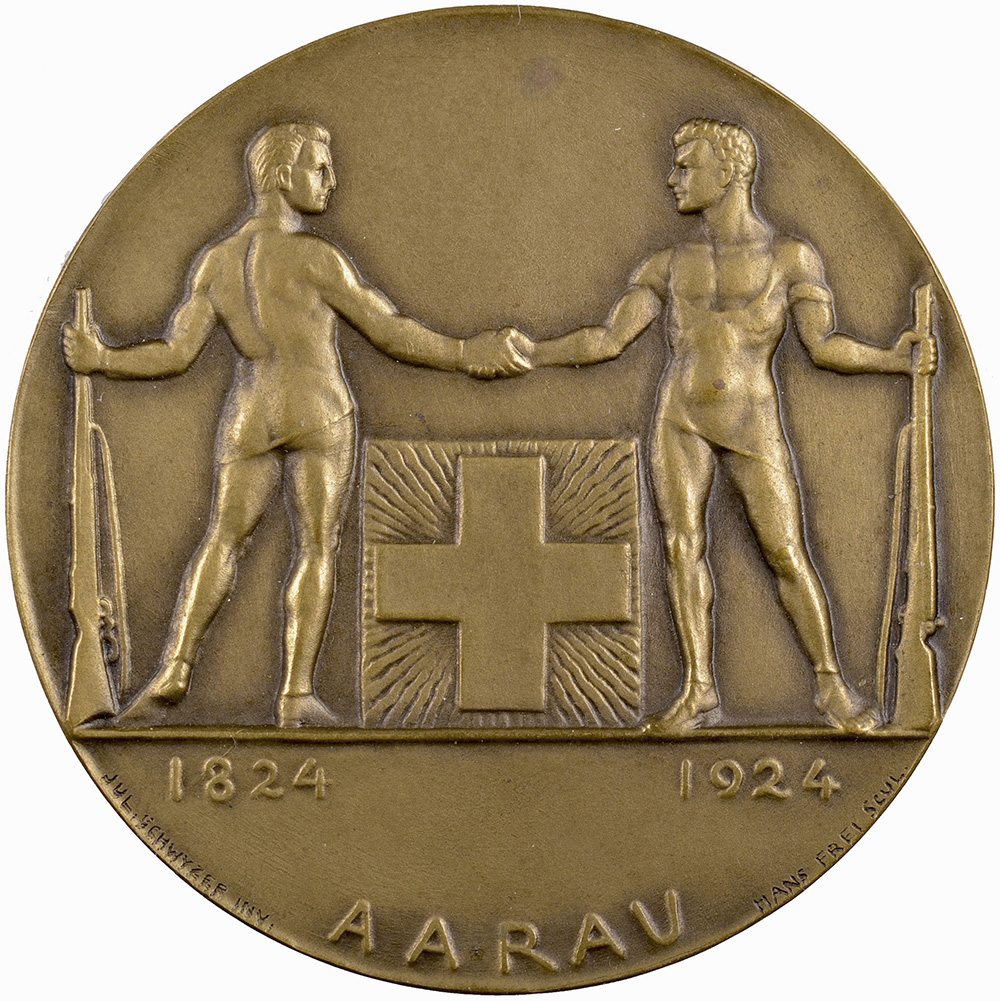 Aargau, Aarau, Eidgenöss. Schützenfest, 1924, unz, Bronze, 45c