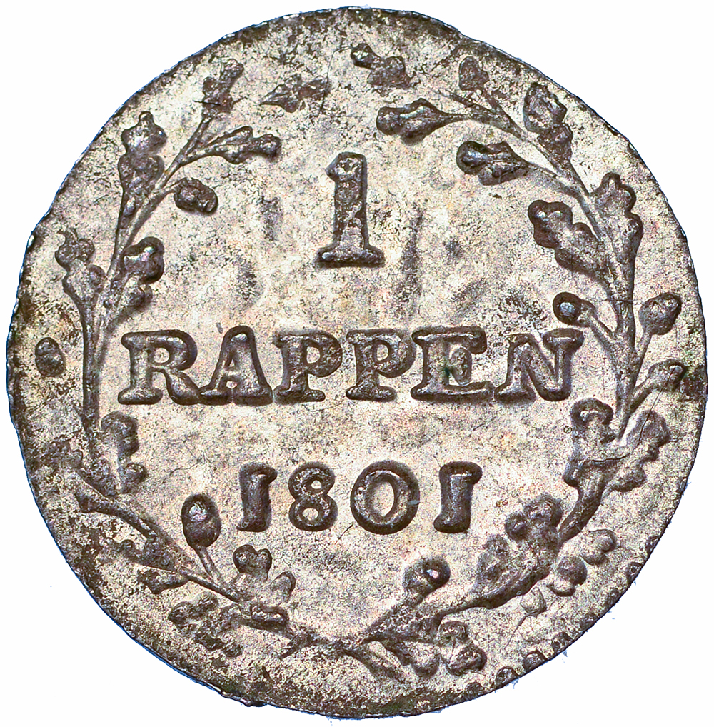Helv. Republik, 1 Rappen, 1802, unz/stgl
