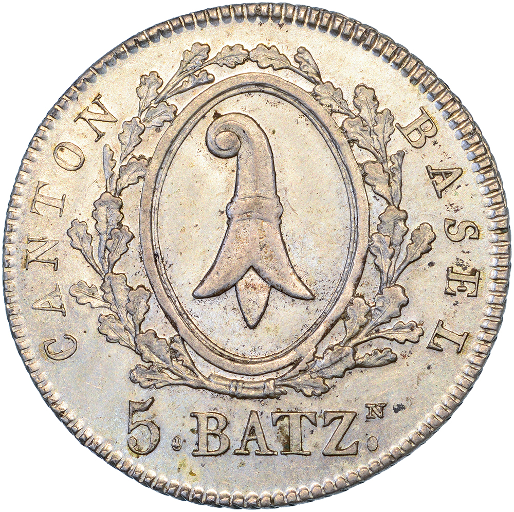 Basel, 5 Batzen, 1826, unz, BATZ.N