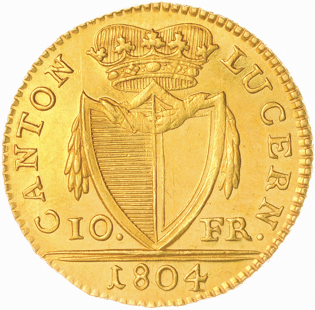 Luzern, 10 Franken, 1804, unz/stgl, 