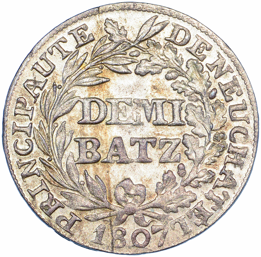Neuenburg, 1/2 Batzen, 1807, stgl, DEMI BATZ