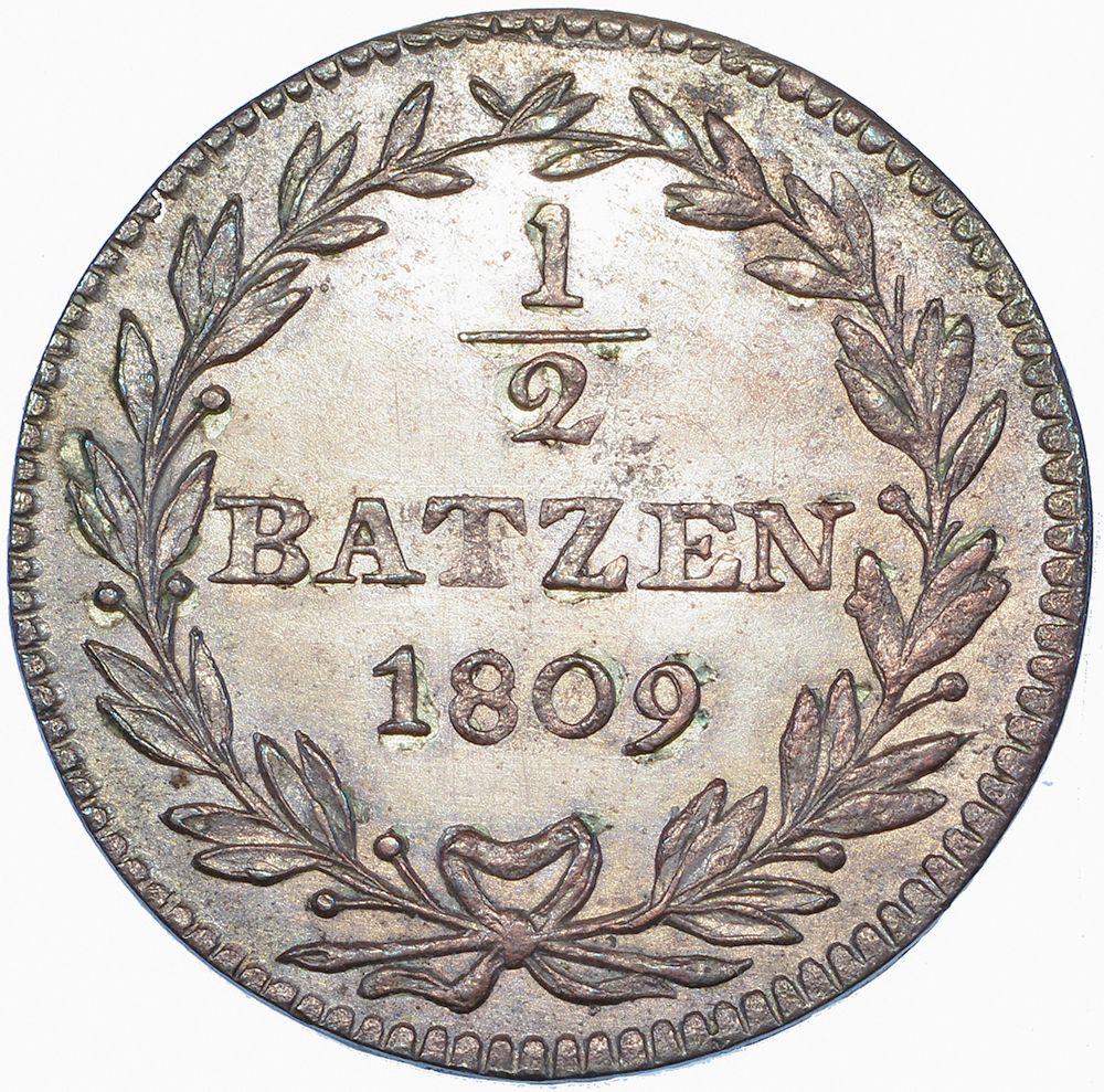 Schaffhausen, 1/2 Batzen, 1809, stgl 