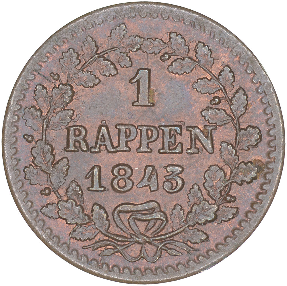 Luzern, 1 Rappen, 1843, unz/stgl