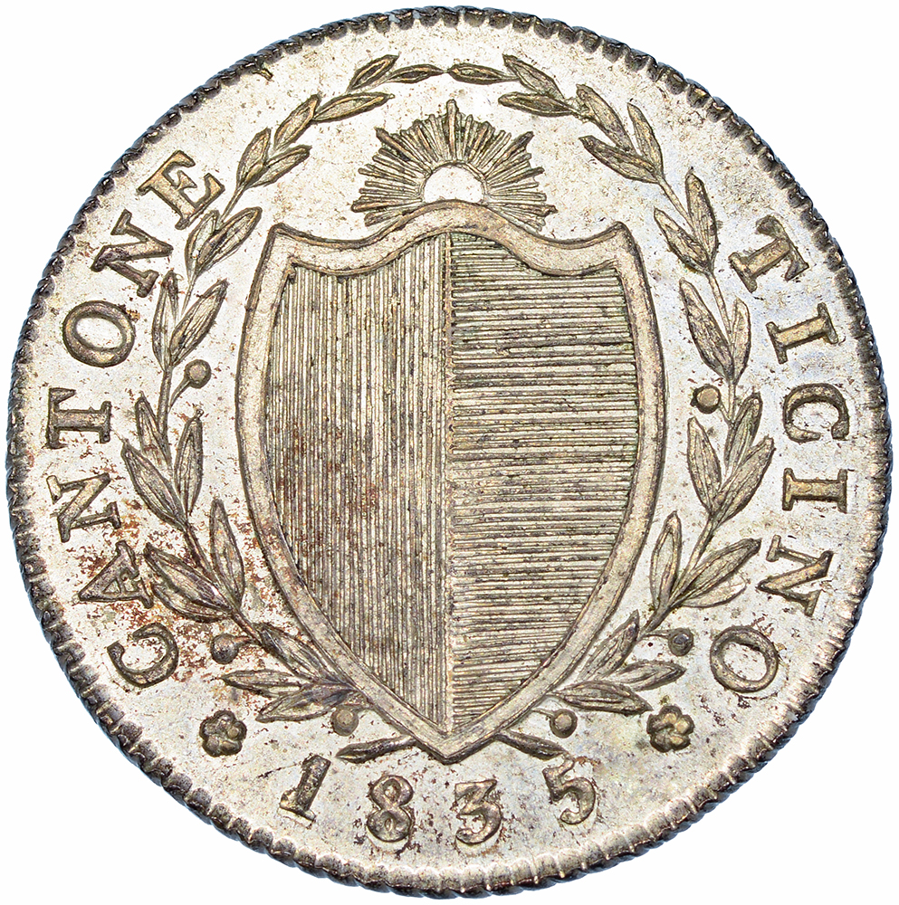 Ticino, 1/2 Franken, 1835, unz/stgl