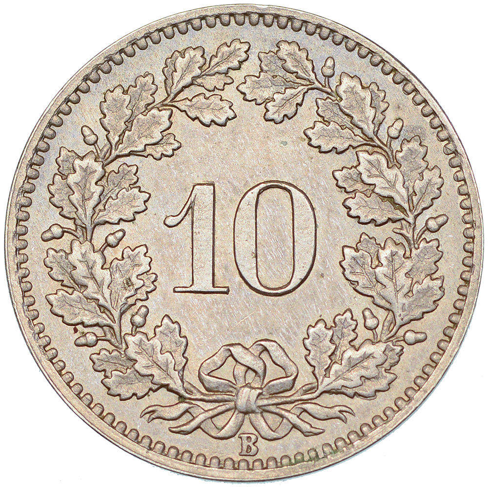 10 Rappen, 1875, unzirkuliert