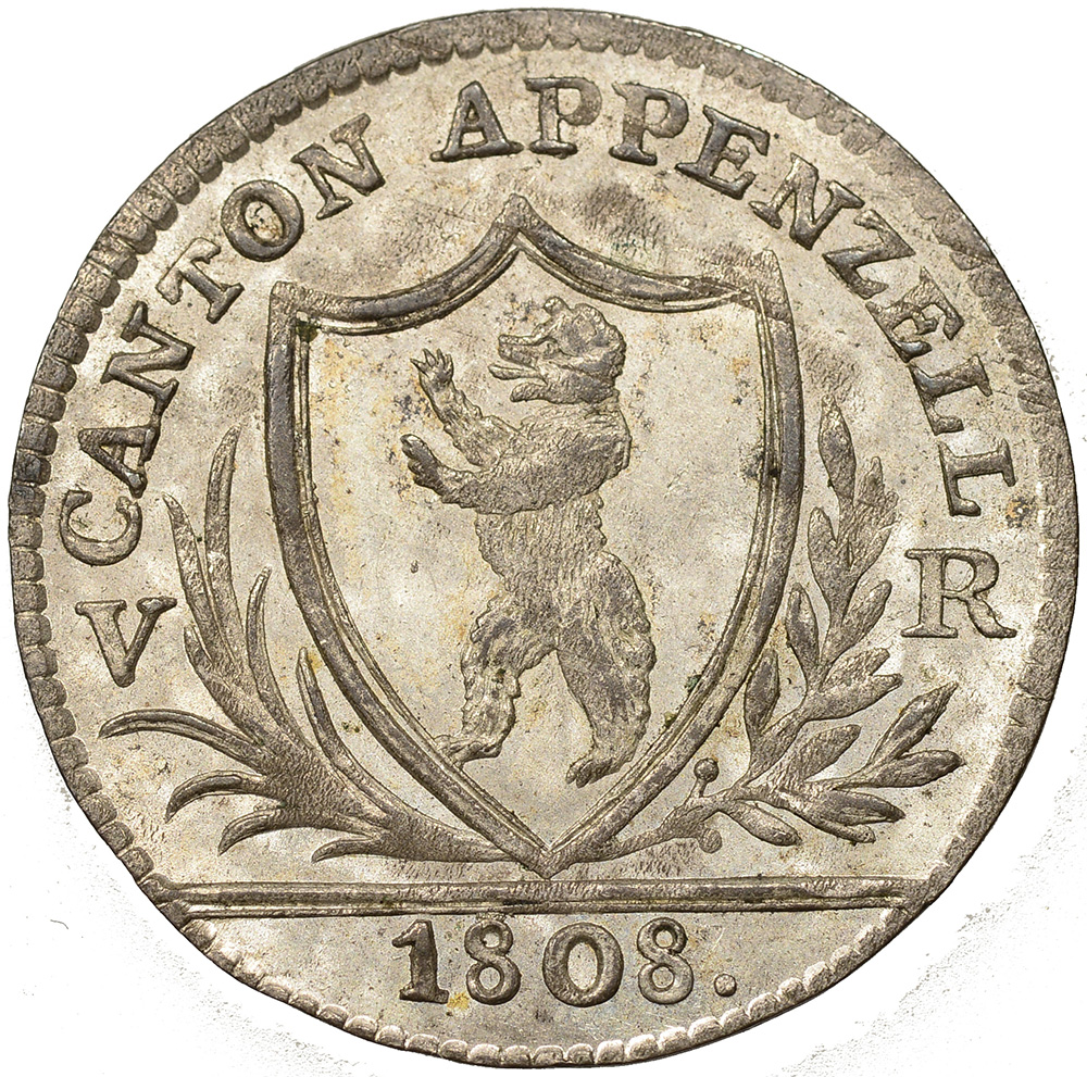 Appenzell Ausserrhoden, 1 Batzen, 1808, unz/stgl