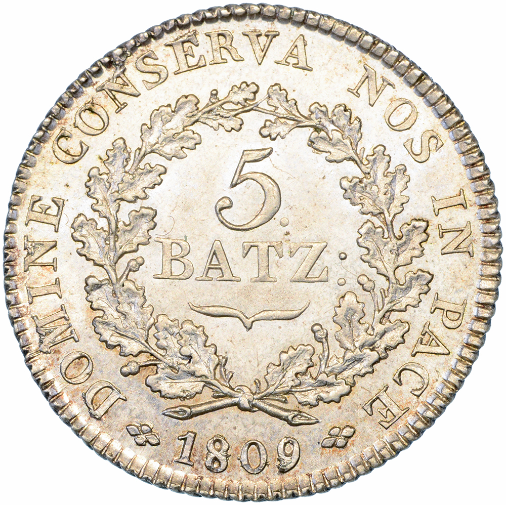 Basel, 5 Batzen, 1809, unz