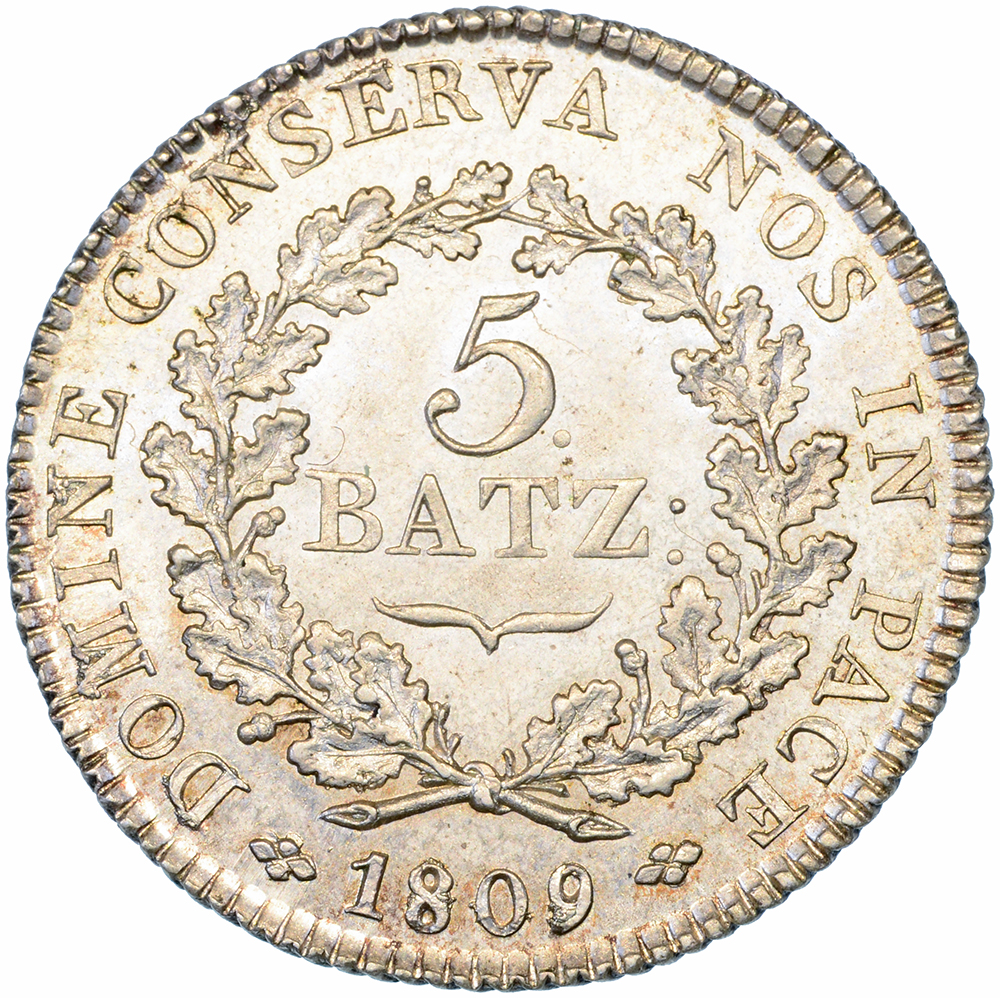 Basel, 5 Batzen, 1809, unz