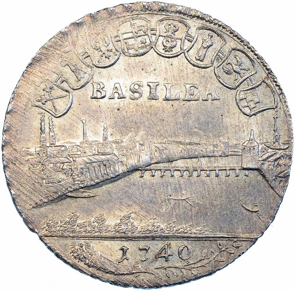Basel, 1/4 Taler, 1740, unz/stgl, Basilisk mit ovalem Wappen