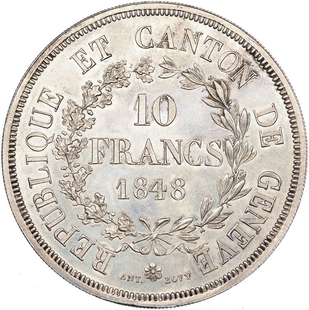 Genéve, 10 Franken, 1848, unz/stgl