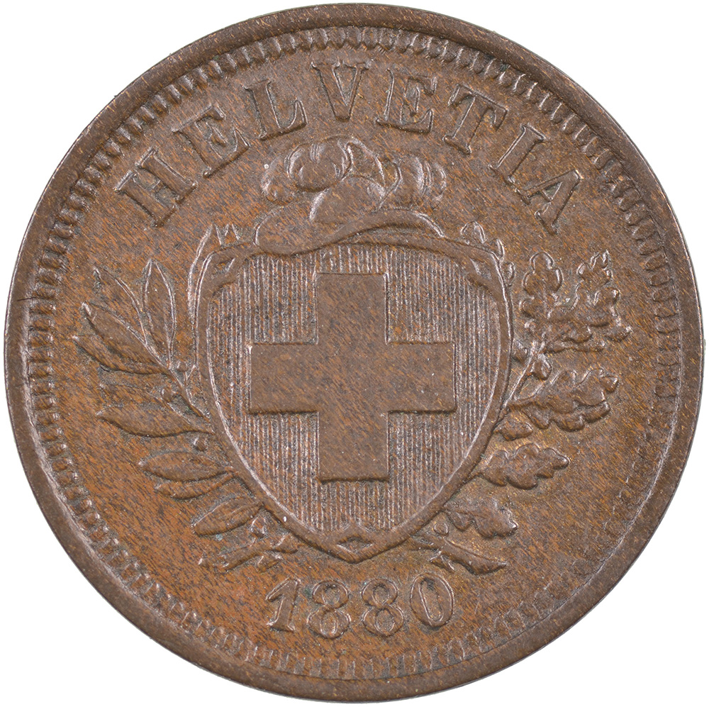 1 Rappen, 1880, fast unzirkuliert