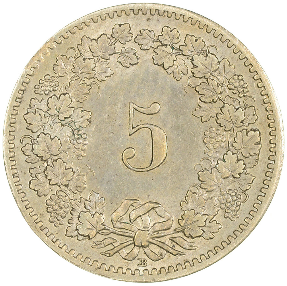 5 Rappen, 1850, unzirkuliert