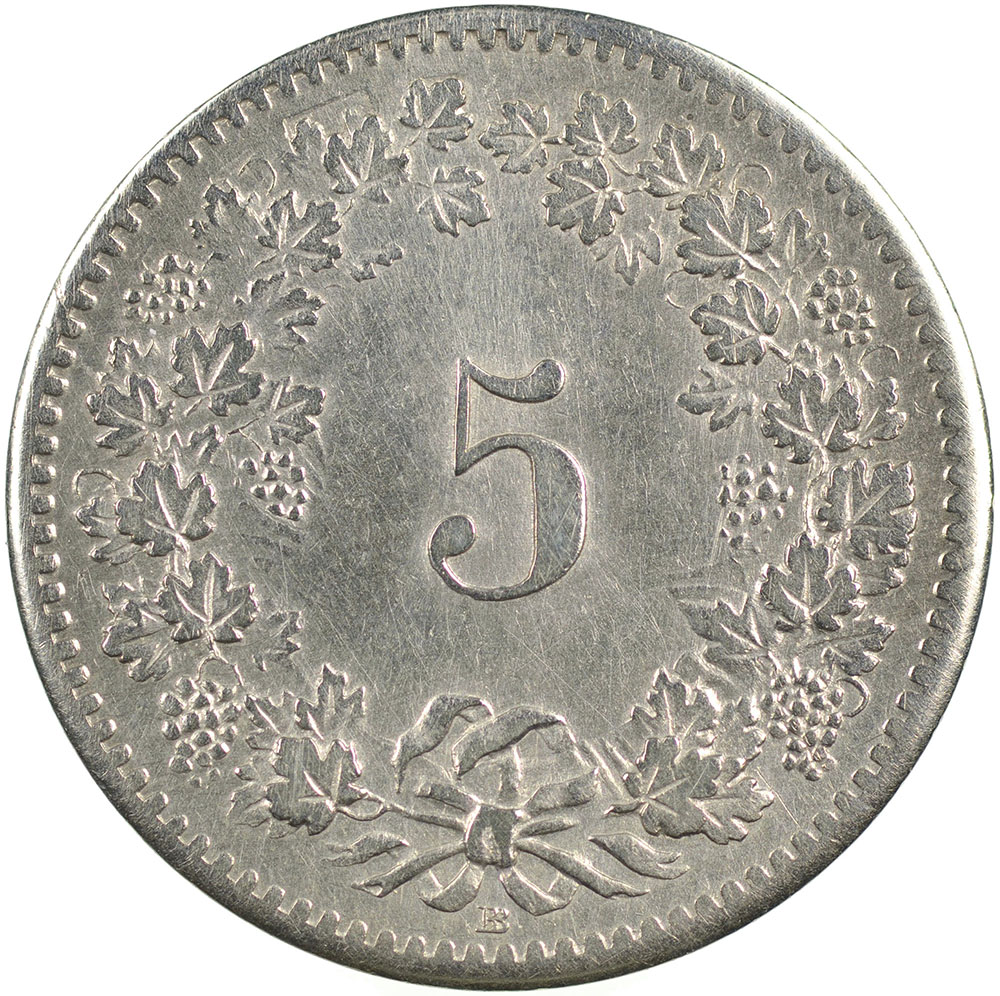 5 Rappen, 1851, unz/stgl