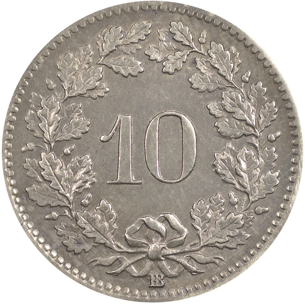 10 Rappen, 1851, unz/stgl