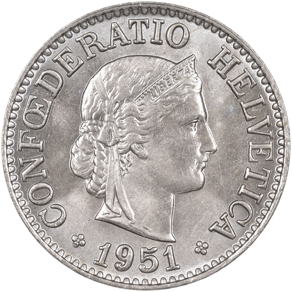 10 Rappen 1951 Stempelglanz Marcel H berling Numismatik