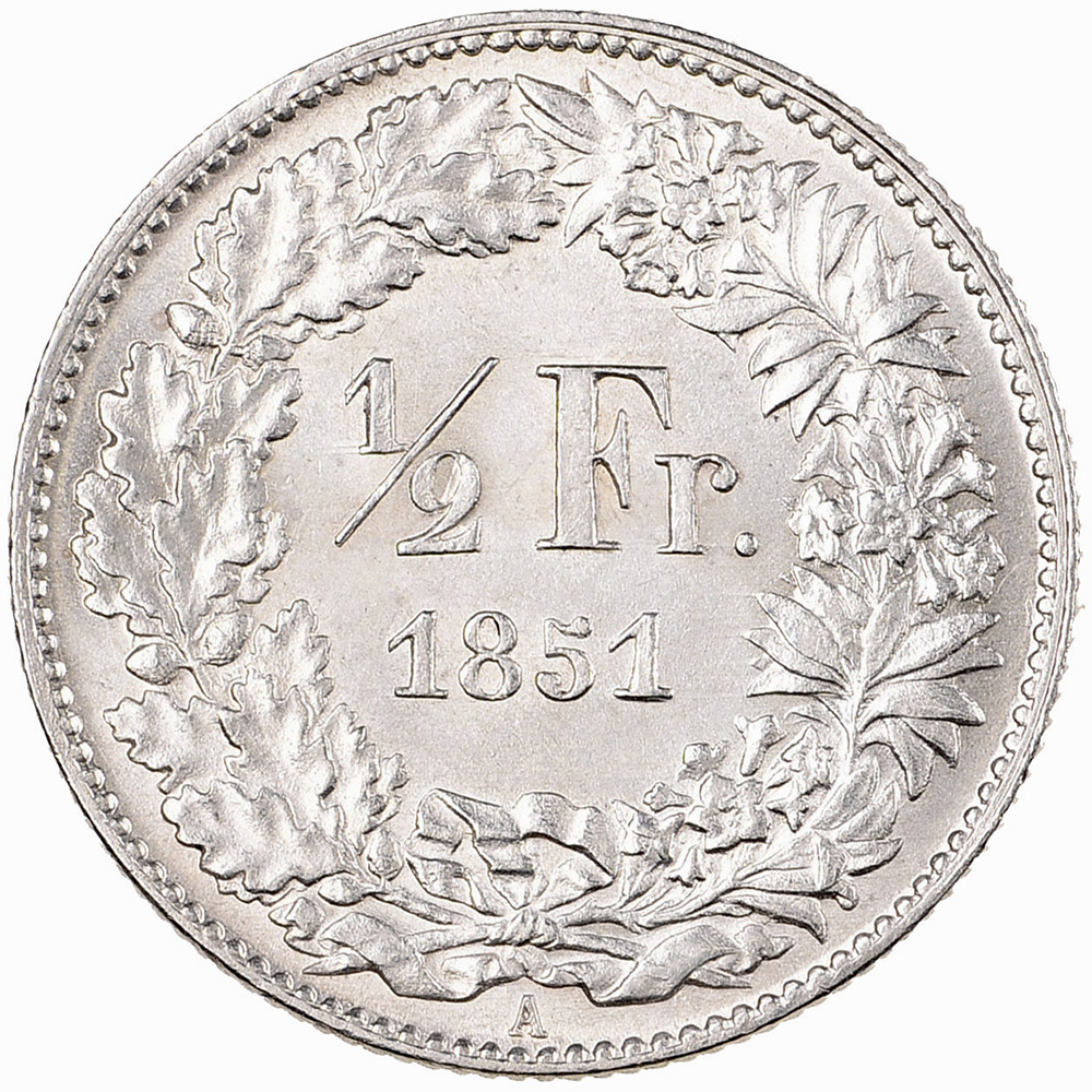 50 Rappen, 1851, Stempelglanz
