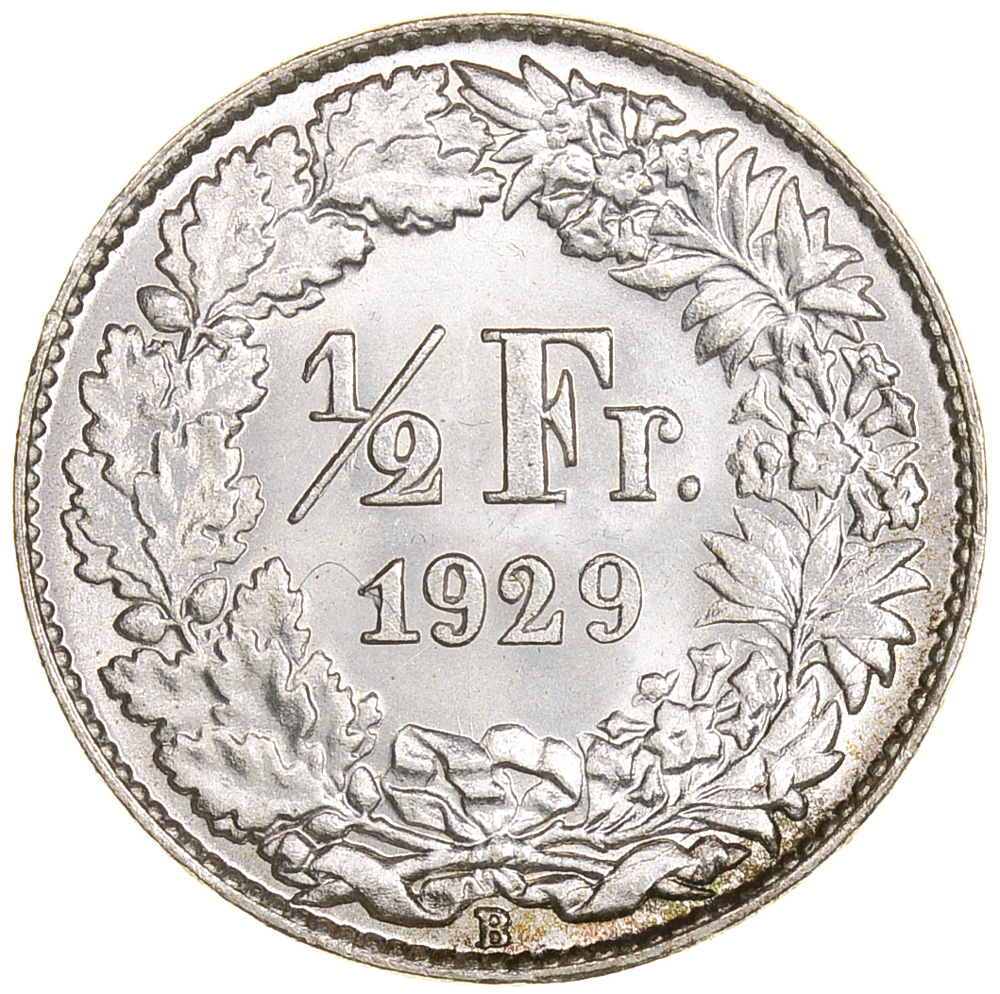 50 Rappen, 1929, Stempelglanz