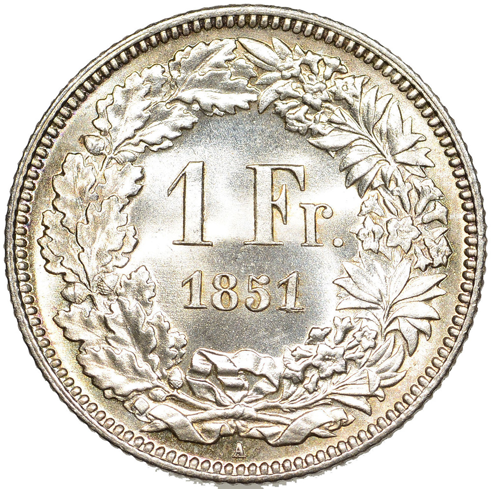 1 Franken, 1851, Stempelglanz