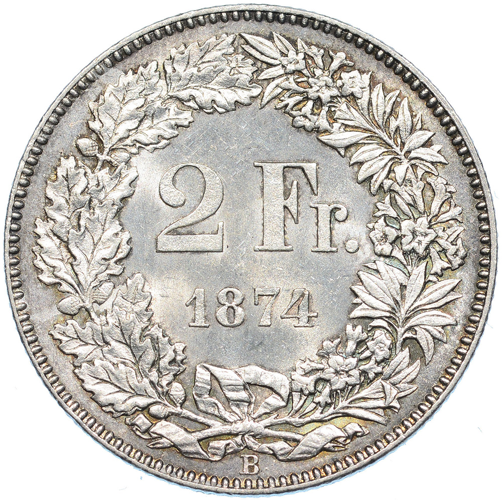 2 Franken, 1874, unzirkuliert
