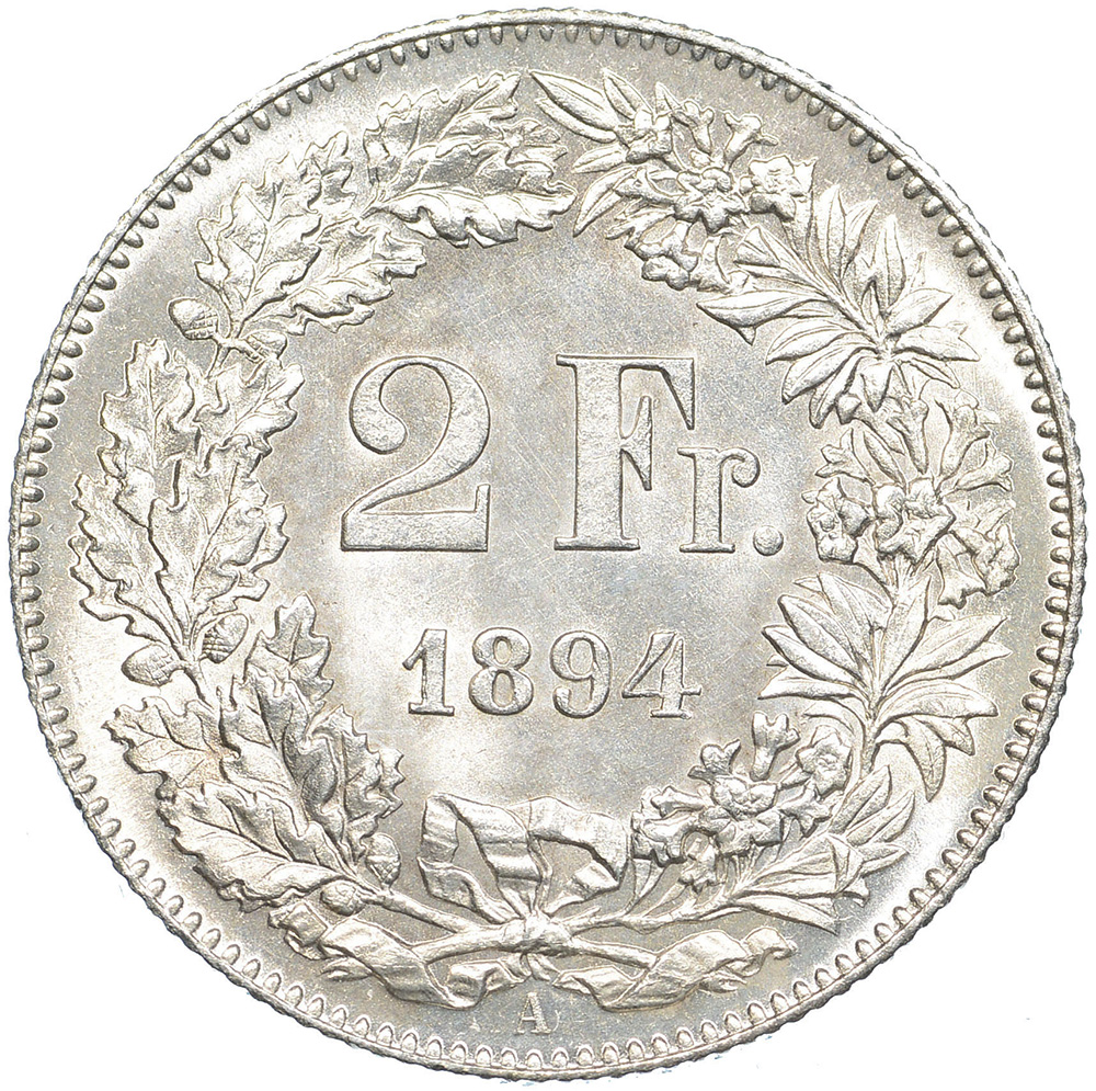 2 Franken, 1894, unz/stgl