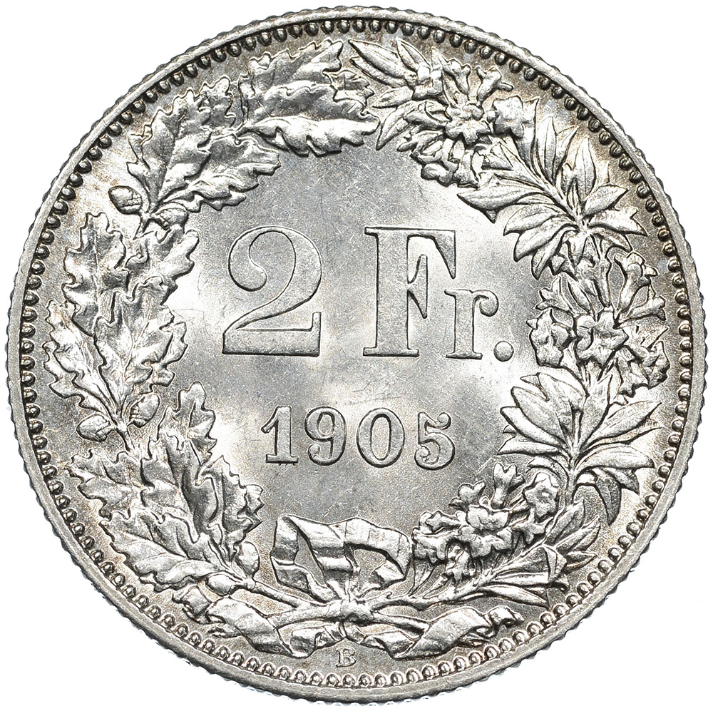 2 Franken, 1905, unzirkuliert