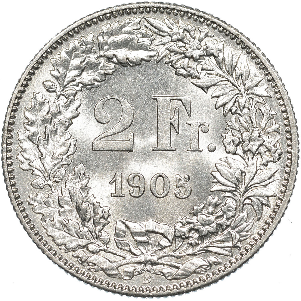2 Franken, 1905, unz/stgl