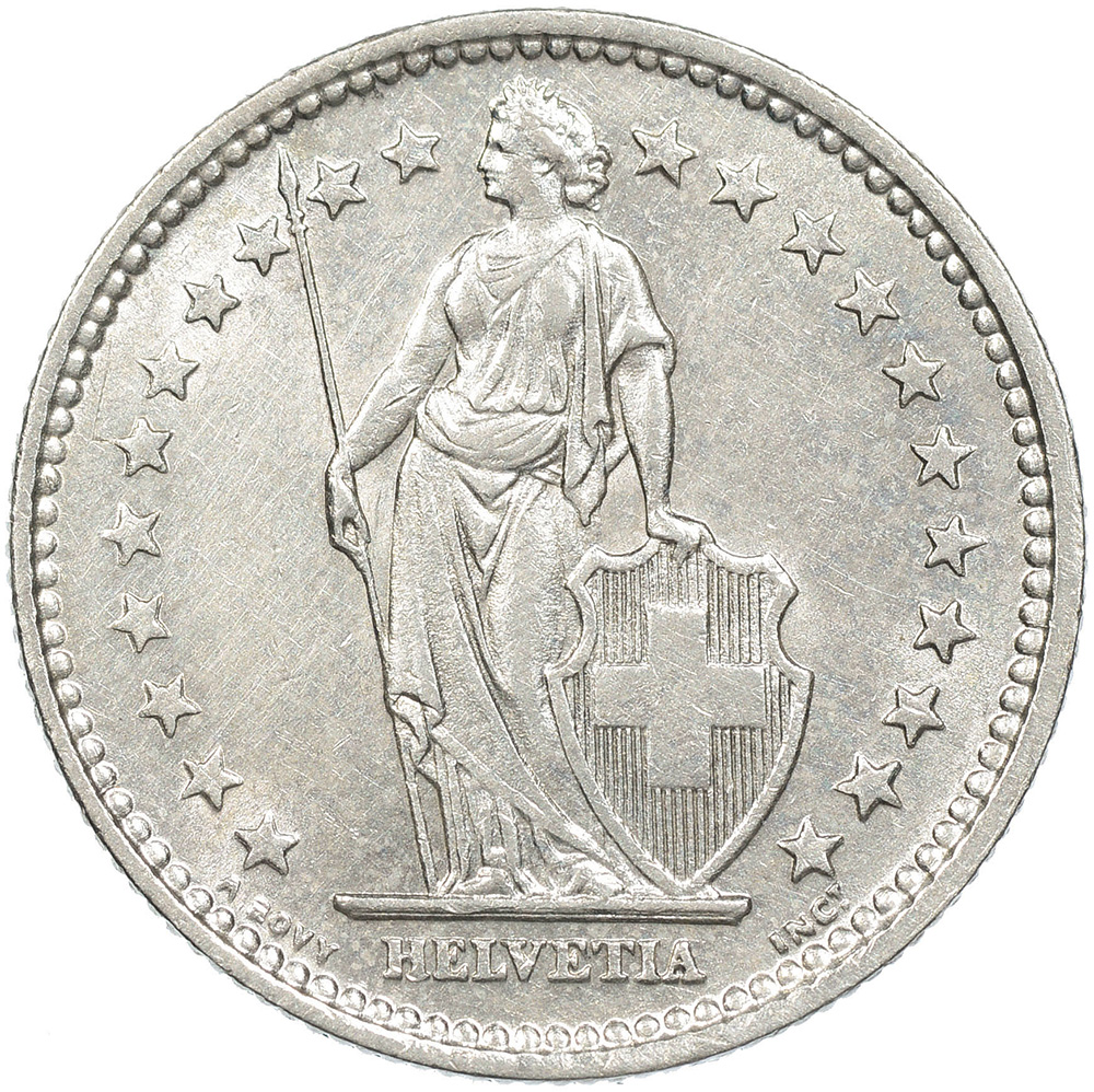 2 Franken, 1910, fast unzirkuliert
