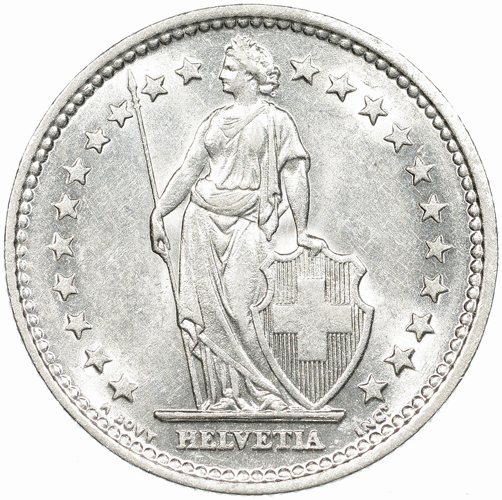 2 Franken, 1910, unzirkuliert
