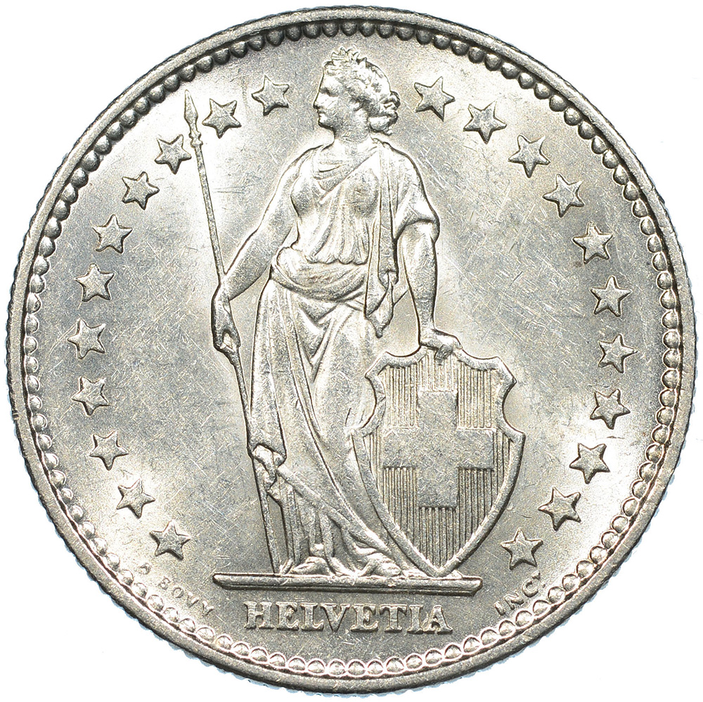 2 Franken, 1913, unzirkuliert