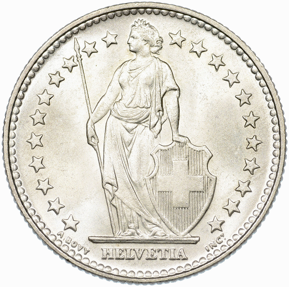 2 Franken, 1932, unzirkuliert