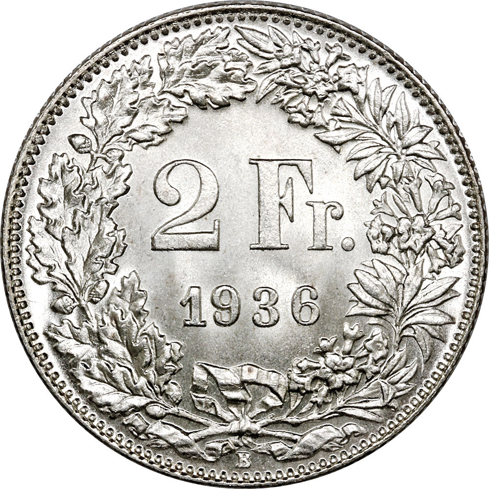 2 Franken, 1936, Stempelglanz
