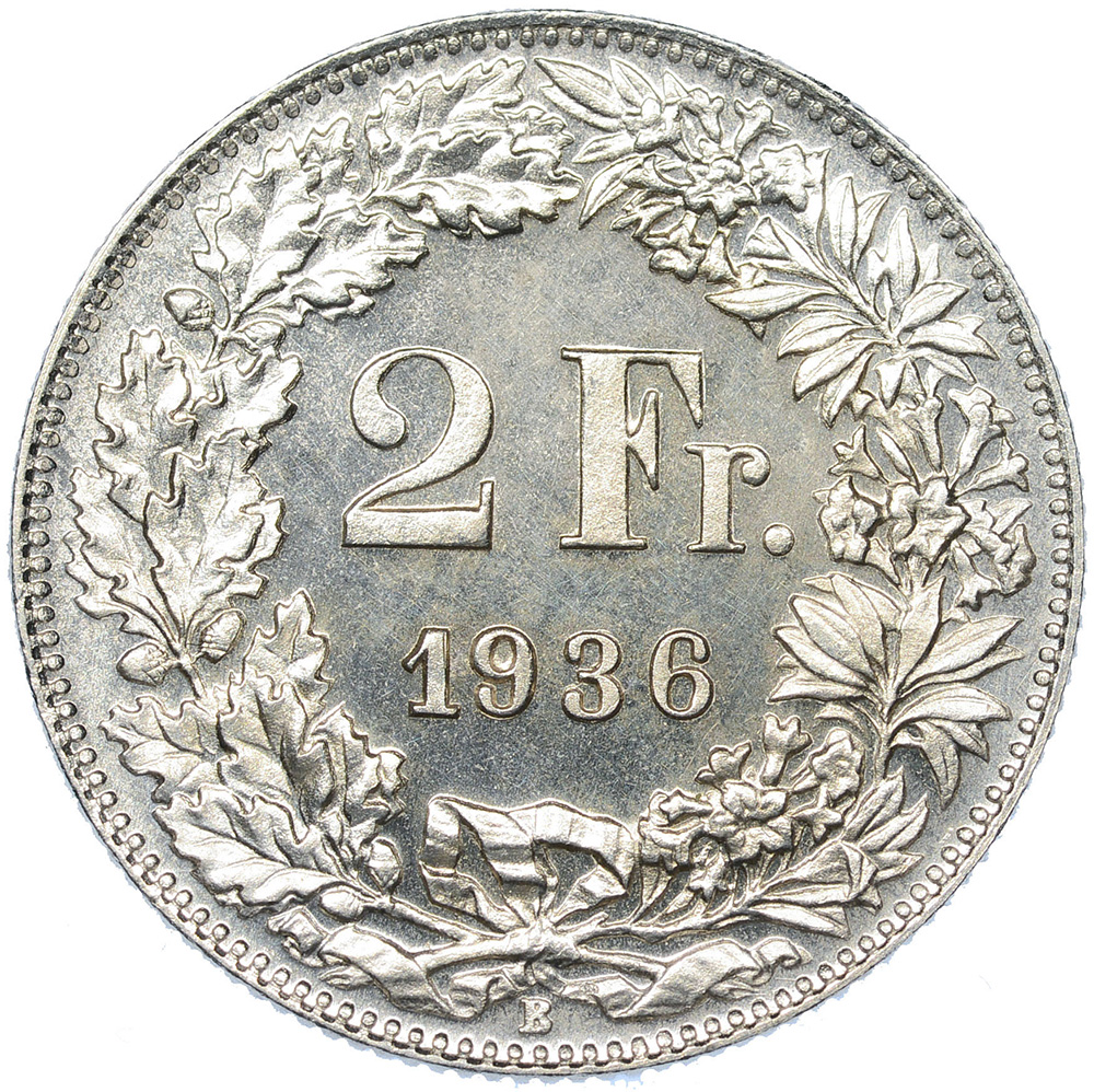 2 Franken, 1936, Erstabschlag