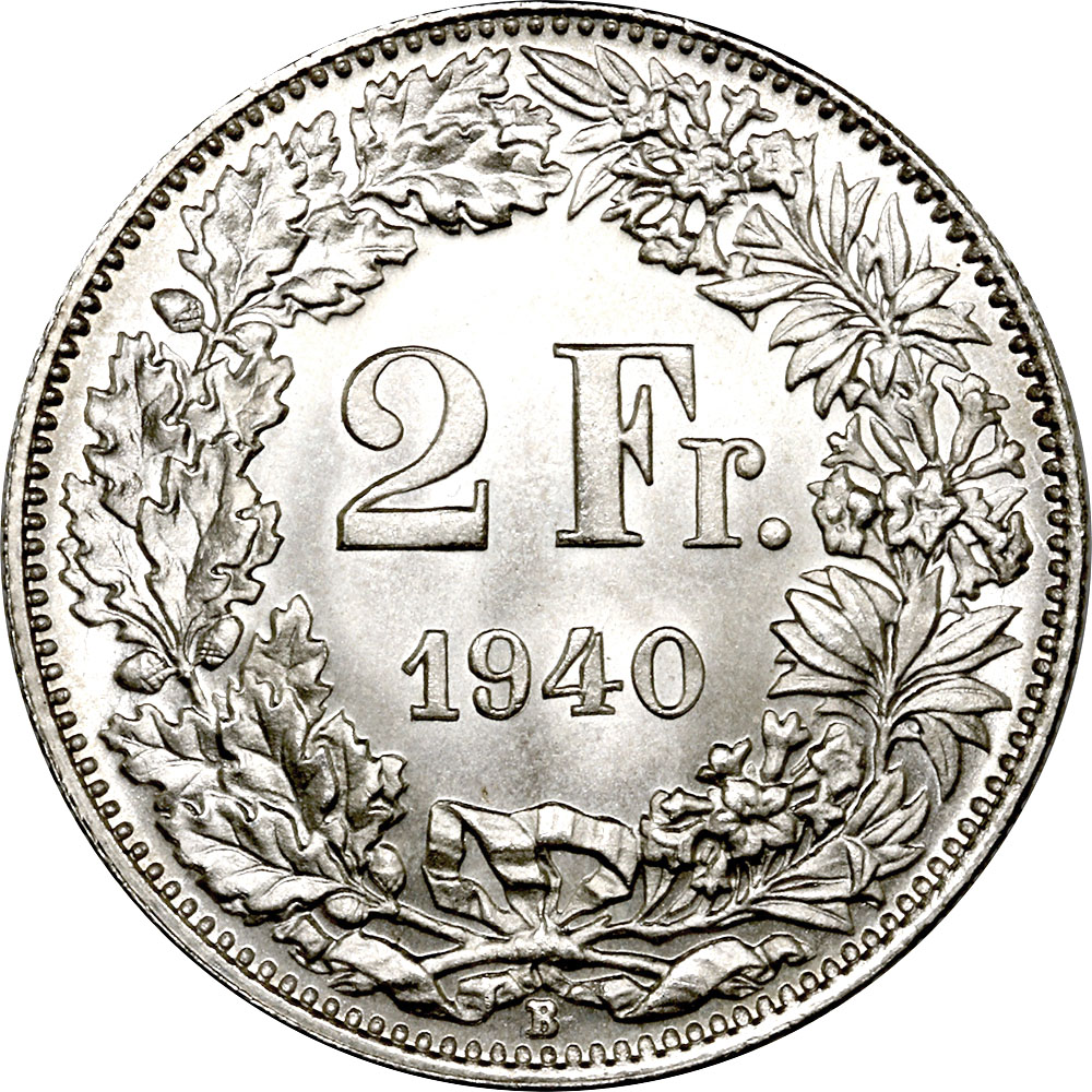 2 Franken, 1940, Stempelglanz