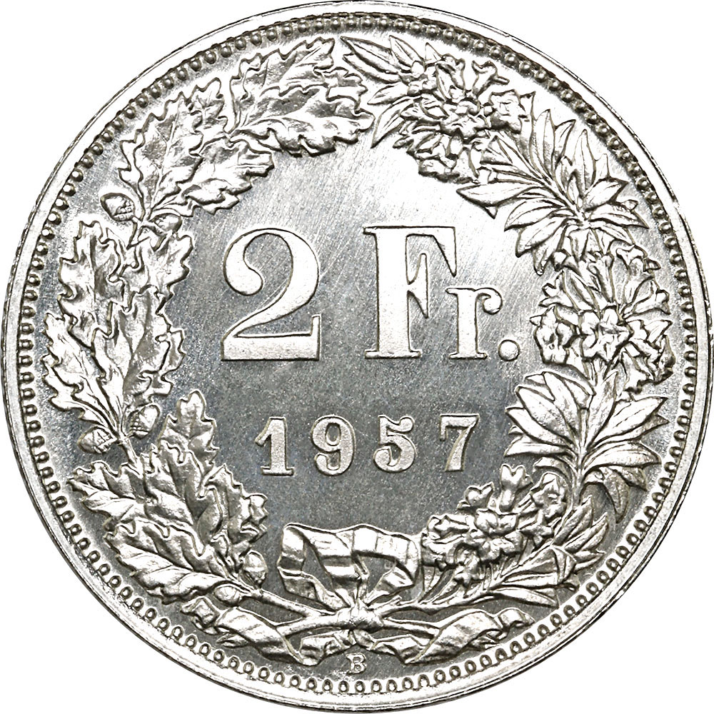 2 Franken, 1957, Erstabschlag
