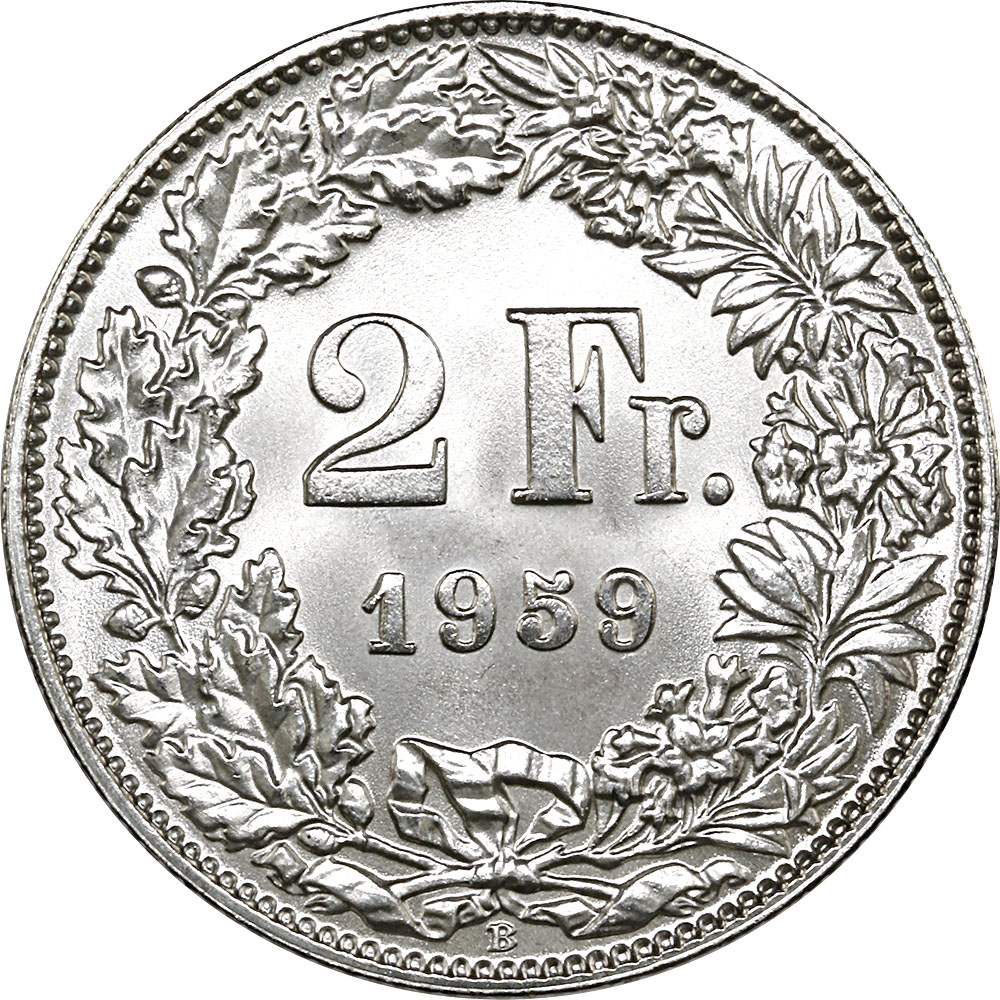 2 Franken, 1959, Stempelglanz