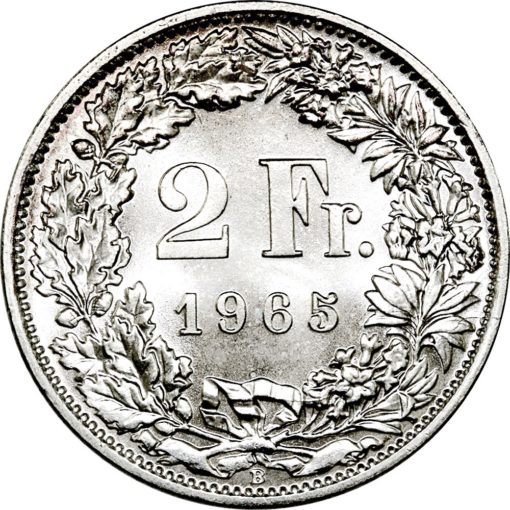 2 Franken, 1965, Stempelglanz