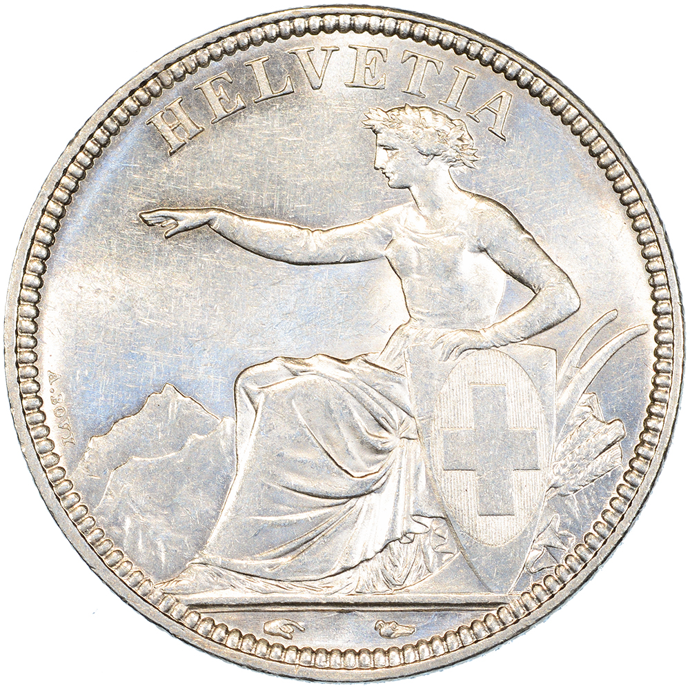 5 Franken, 1850, fast unzirkuliert