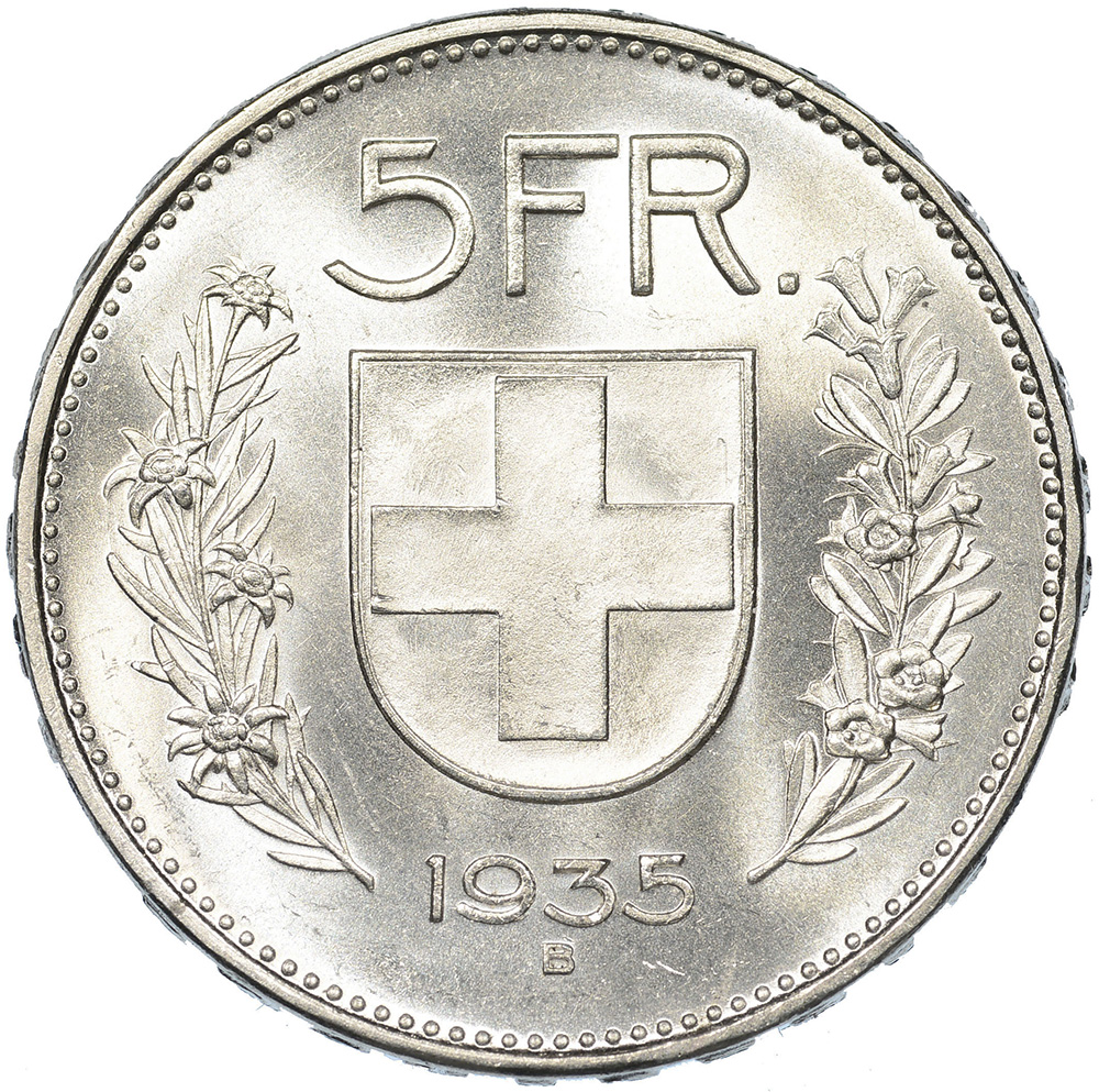 5 Franken, 1935, unzirkuliert