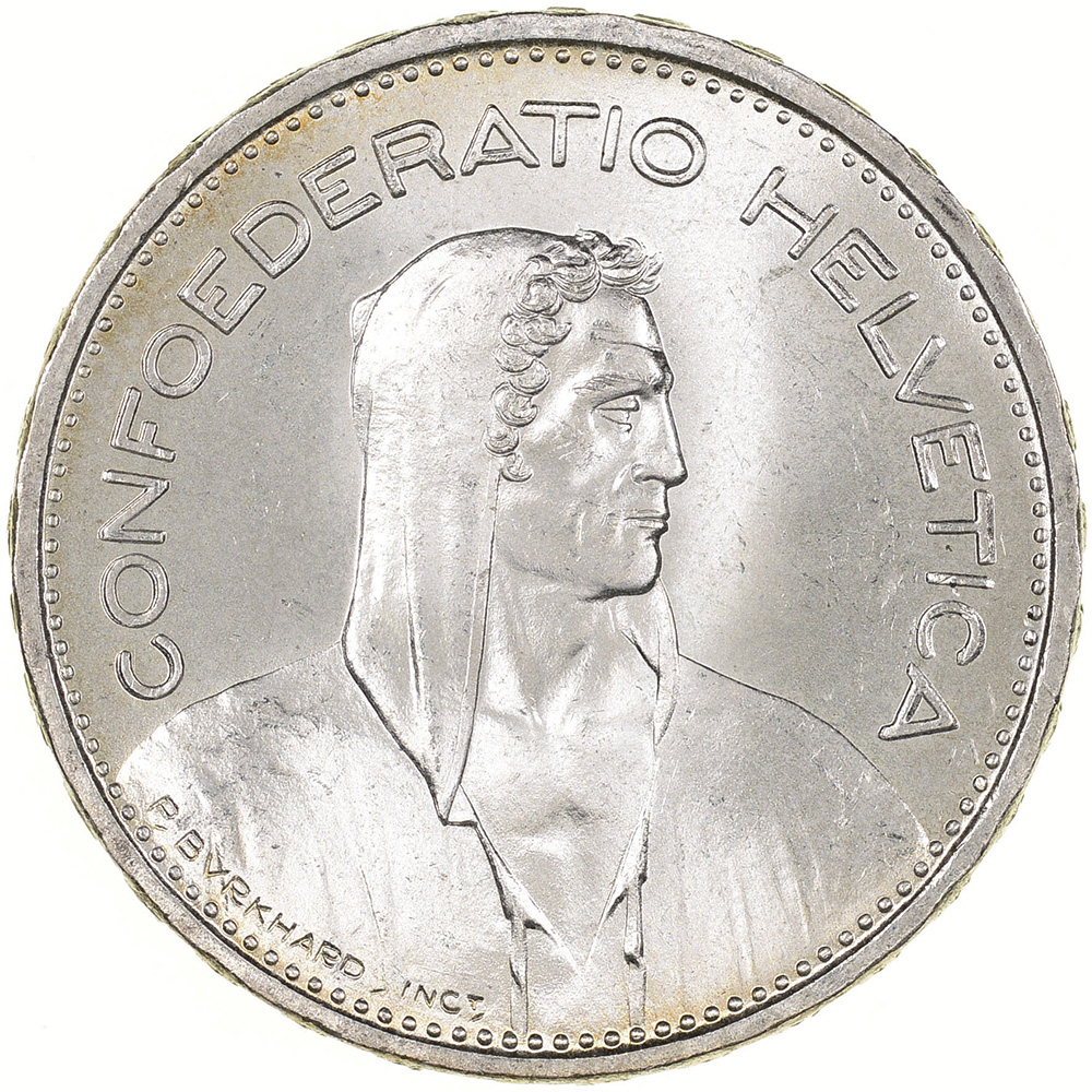 5 Franken, 1937, unz/stgl