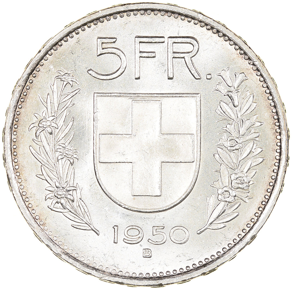 5 Franken, 1950, unzirkuliert