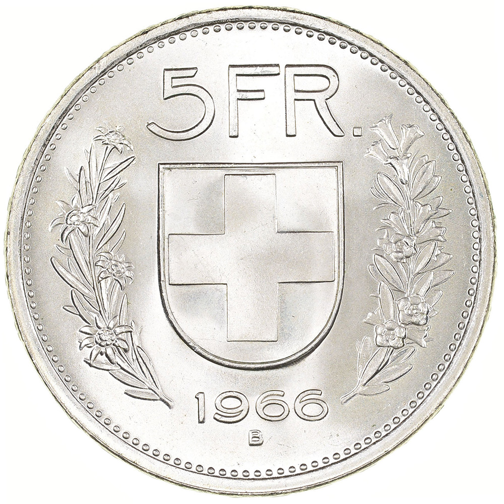 5 Franken, 1966, Stempelglanz