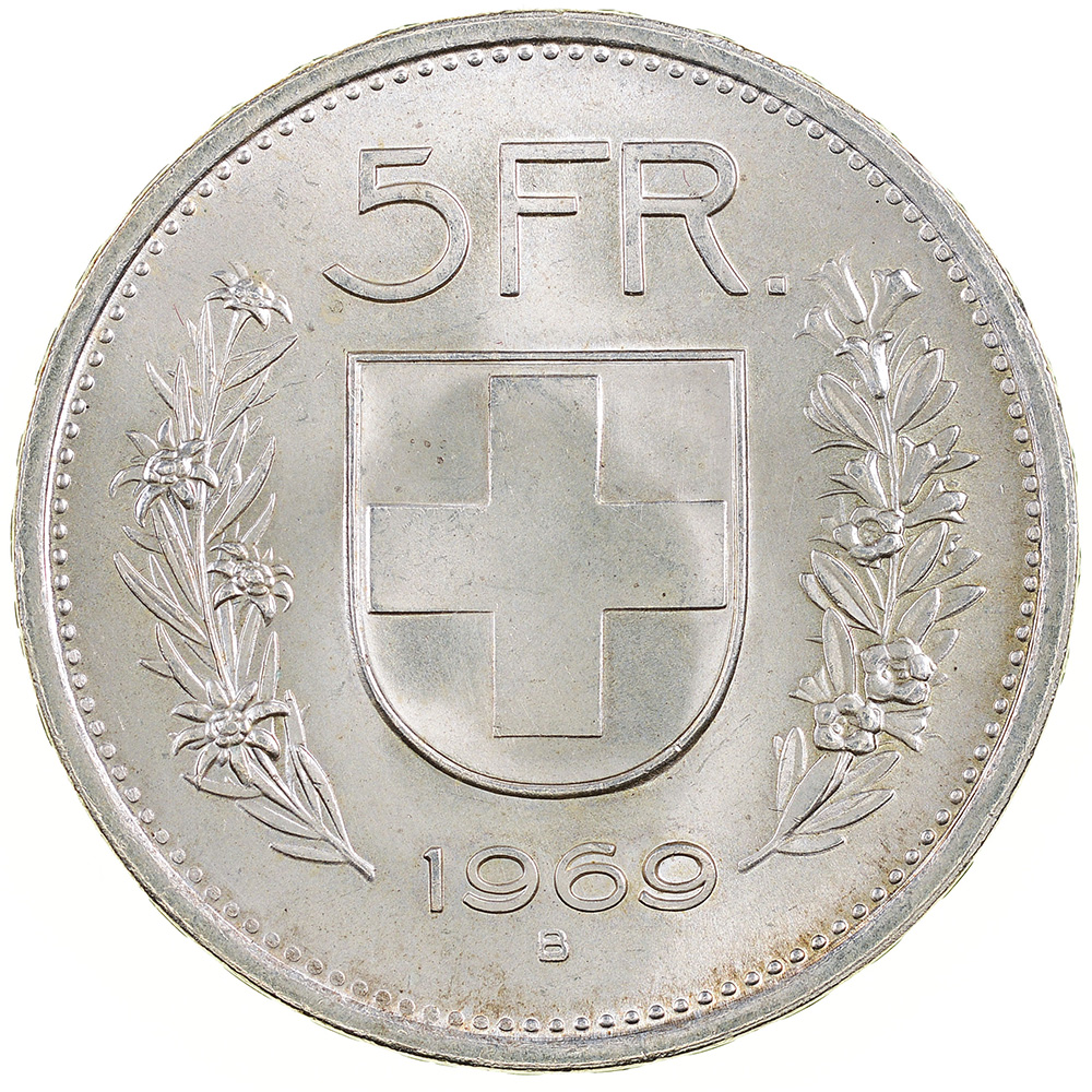 5 Franken, 1969, Stempelglanz