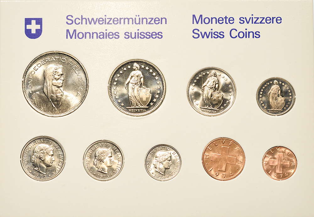Münzensatz, 1974, Stempelglanz, Kupfer/Nickel