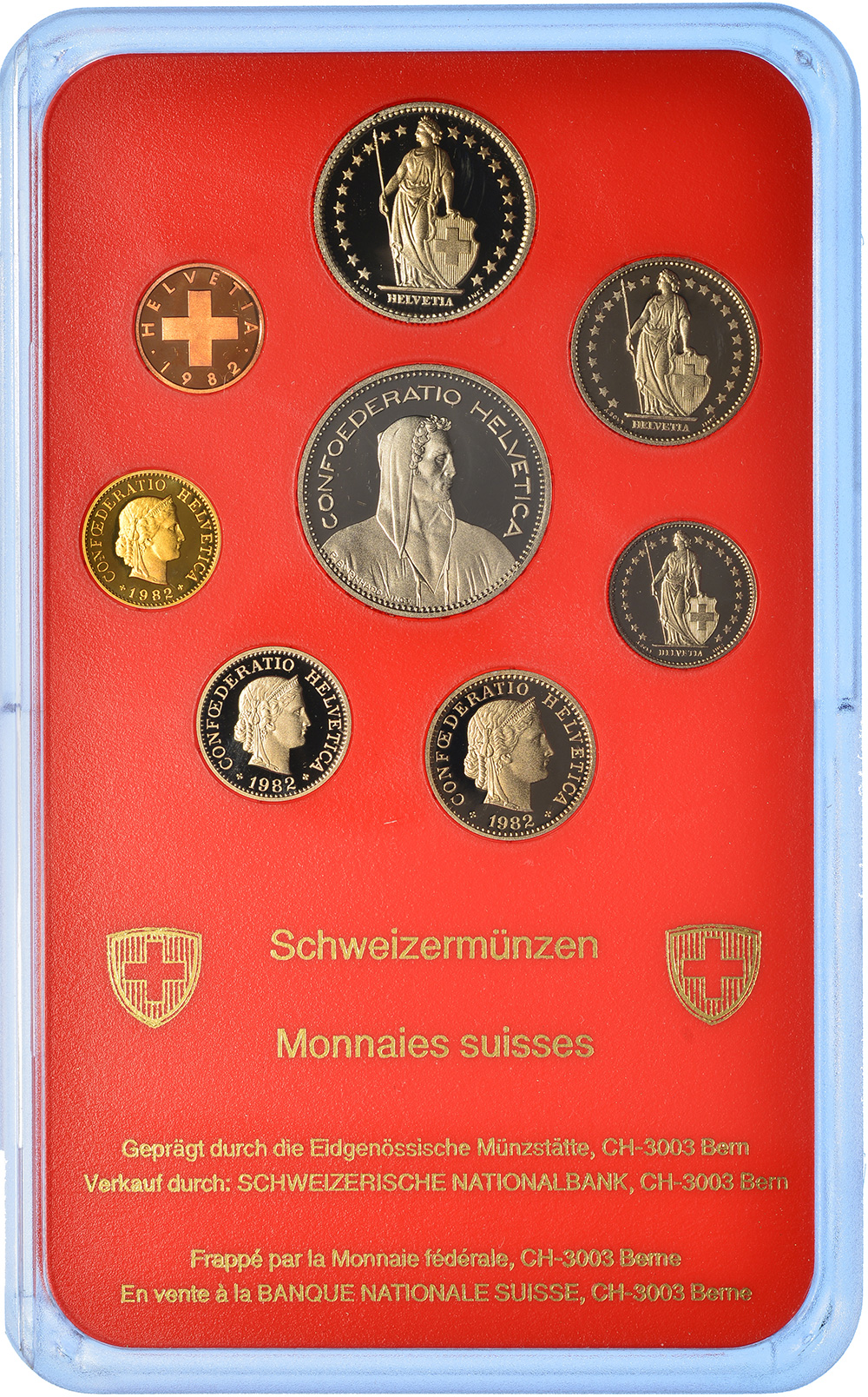 Münzensatz, 1982, Polierte Platte, Kupfer/Nickel