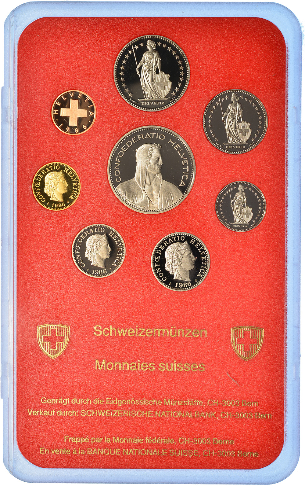 Münzensatz, 1986, Polierte Platte, Kupfer/Nickel