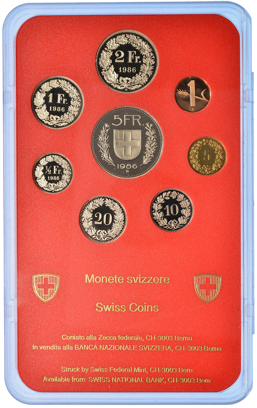 Münzensatz, 1986, Polierte Platte, Kupfer/Nickel