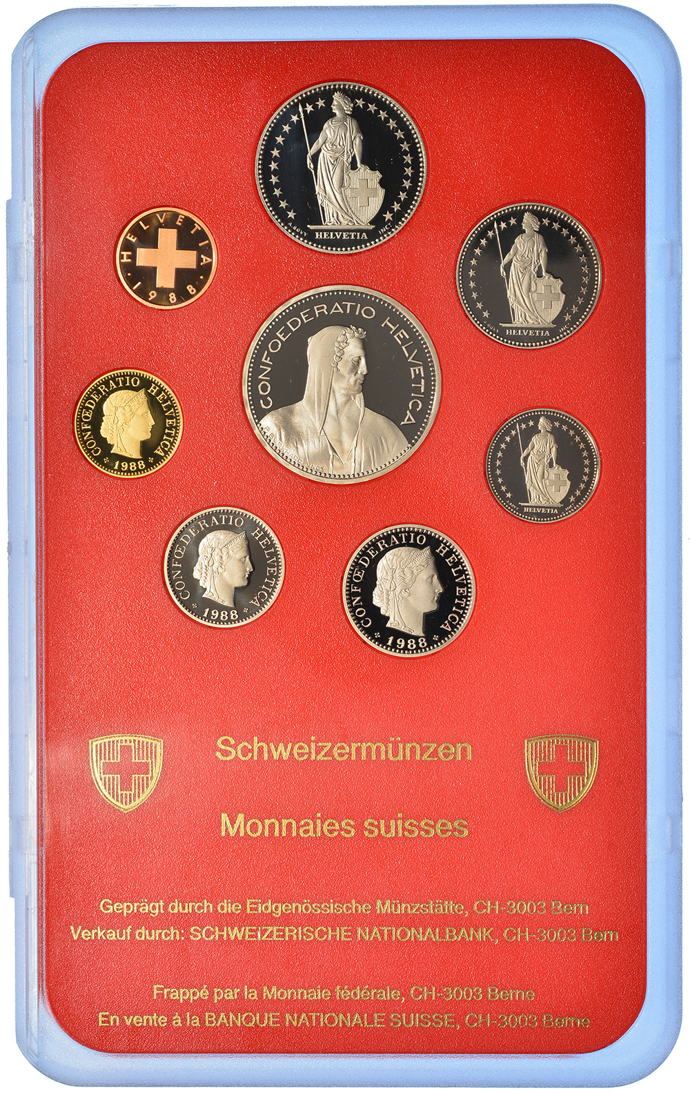 Münzensatz, 1988, Polierte Platte, Kupfer/Nickel