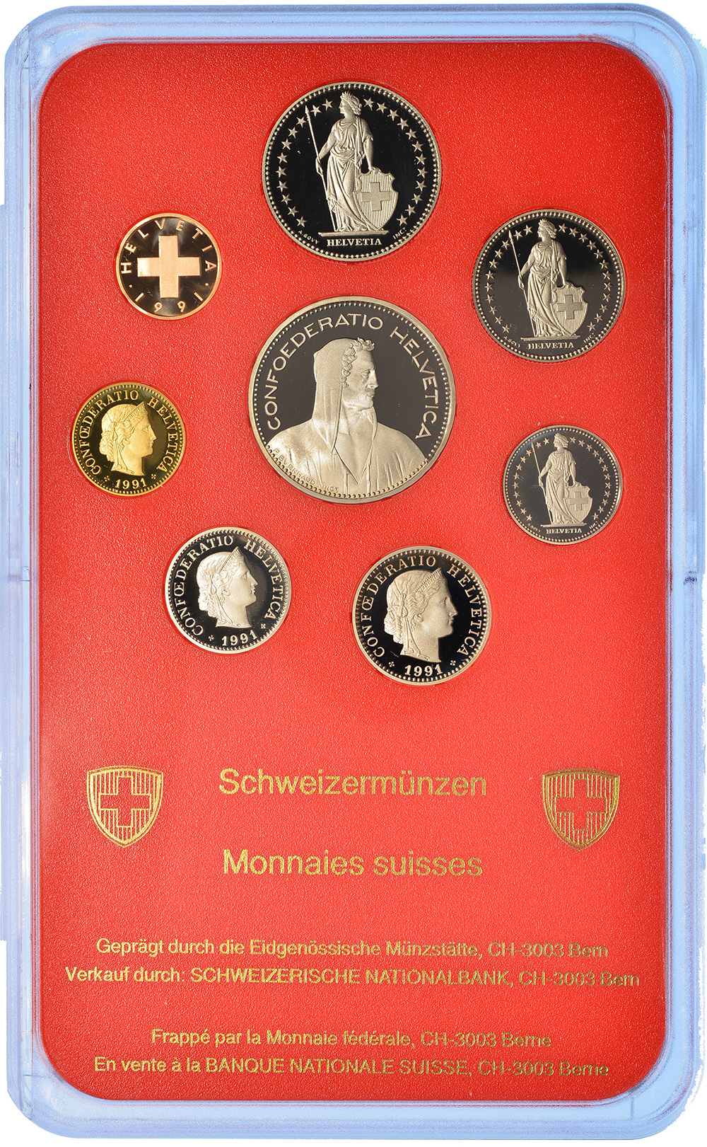 Münzensatz, 1991, Polierte Platte, Kupfer/Nickel