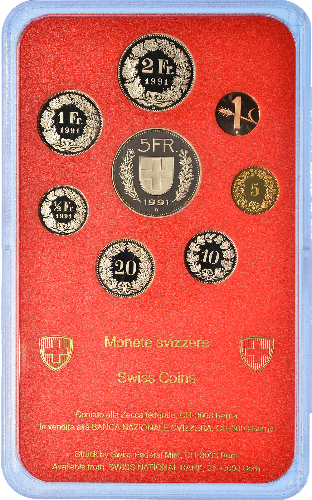 Münzensatz, 1991, Polierte Platte, Kupfer/Nickel