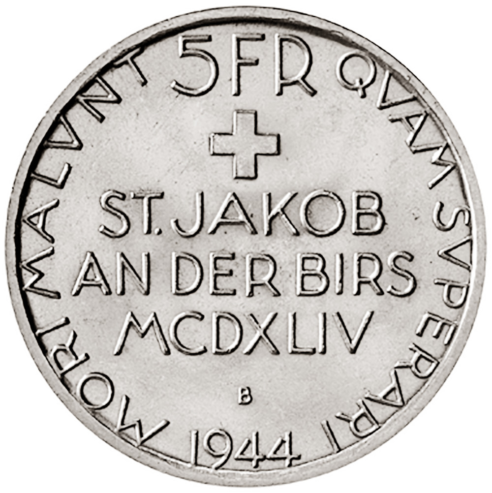 5 Franken, 1944, unzirkuliert, St. Jakob